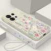 Luxury Purple Flower Case For Xiaomi 13T 11T Pro Poco F6 X6 Pro Funda Redmi Note 14 Pro 5G 13 12 11 Silicone Lanyard Cover
