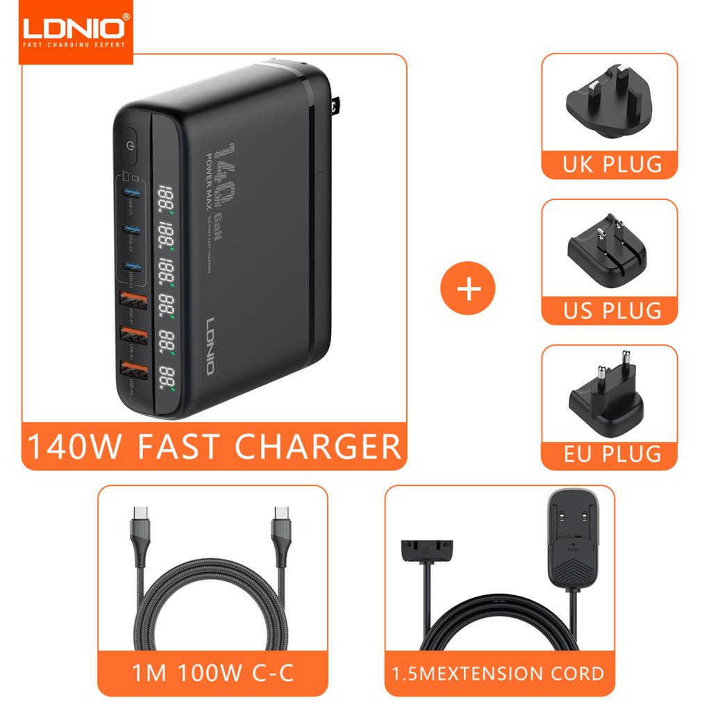 140 Вт GaN USB C Зарядное устройство Блок LDNIO Type-C PD Быстрое зарядное устройство Универсальный дорожный адаптер Для iPhone Samsung iMac MacBook Ноутбука Switch