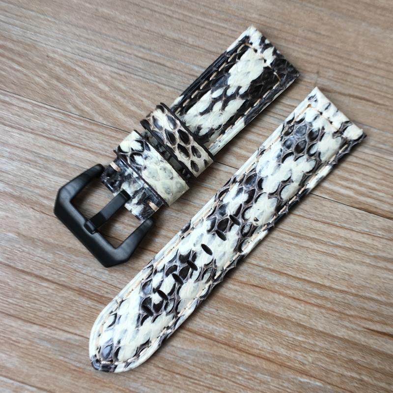 Модный кожаный ремешок для часов ручной работы 22 мм 24 мм, зеленый, белый, черный, синий, из змеиной кожи для PAM Zenith Amry, военный ремешок для часов, браслет