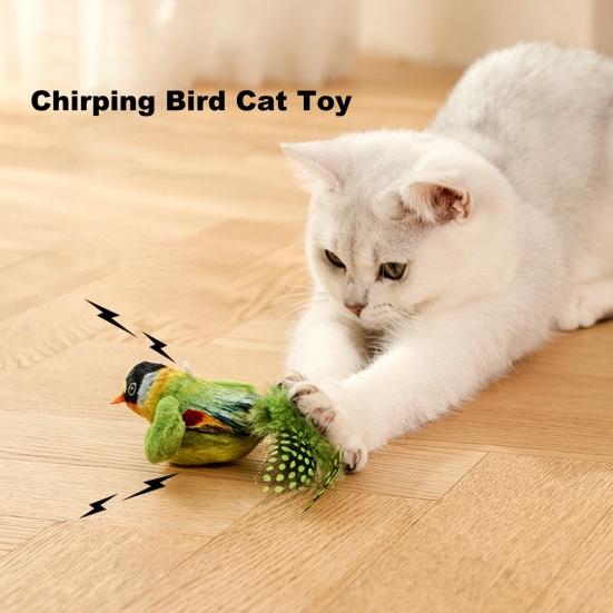 Chirping Bird Cat Toy Interactive Flapping Wings Plush Bird Toy Battery Operated Stimulate
