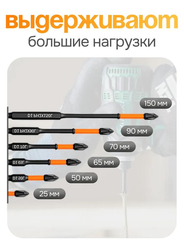 Magnetic bits, reinforced for screwdriver 6 pcs