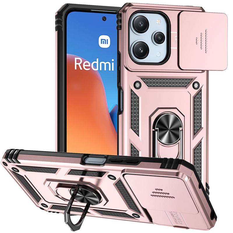 Чехол для Xiaomi Redmi 12 4G Чехол Броня Сдвижная Защита Объектива Камеры Задняя Крышка для Redmy 12 Redmi12 4G Кольцо-Подставка Ударопрочный Funda