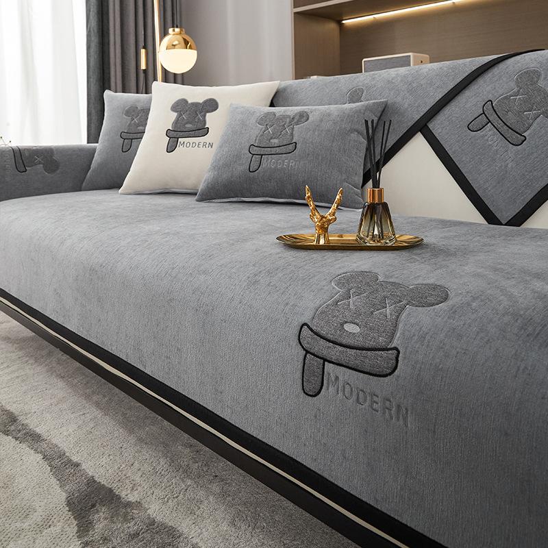 Подушка для дивана из синели, новый всесезонный легкий роскошный противоскользящий чехол, чехол на спинку, утолщенная подушка для сиденья