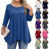 Womens Plus Size 3/4 Sleeve Shirts Round Neck Tunic Tops Basic Loose Fit Tee Tops L-5XL