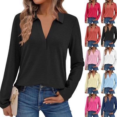 Женская модная рубашка с длинным рукавом, однотонная, со стойкой