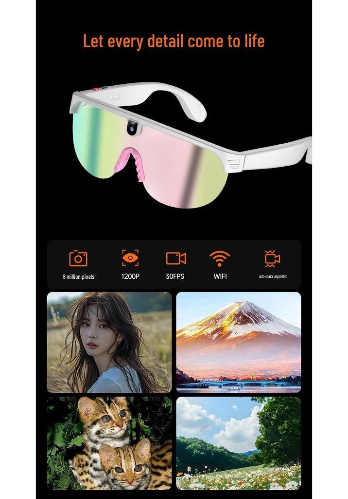 G5 Smart Bluetooth Cycling Glasses with AI Voice Assistant, Photo & Video Capture, Anti-Blue Light.