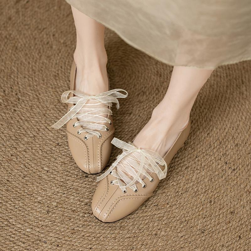 Модная женская новая кожаная коровья кожа круглый носок весна и осень низкий каблук плюс большой шнуровка удобная повседневная одинарная обувь
