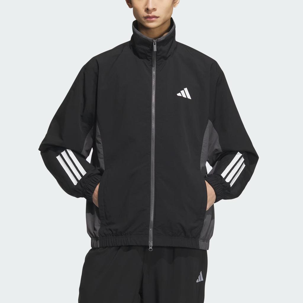 Adidas Woven Logo Color Block Sports Casual Long Sleeve Jacket Men Jackets Black KC3920