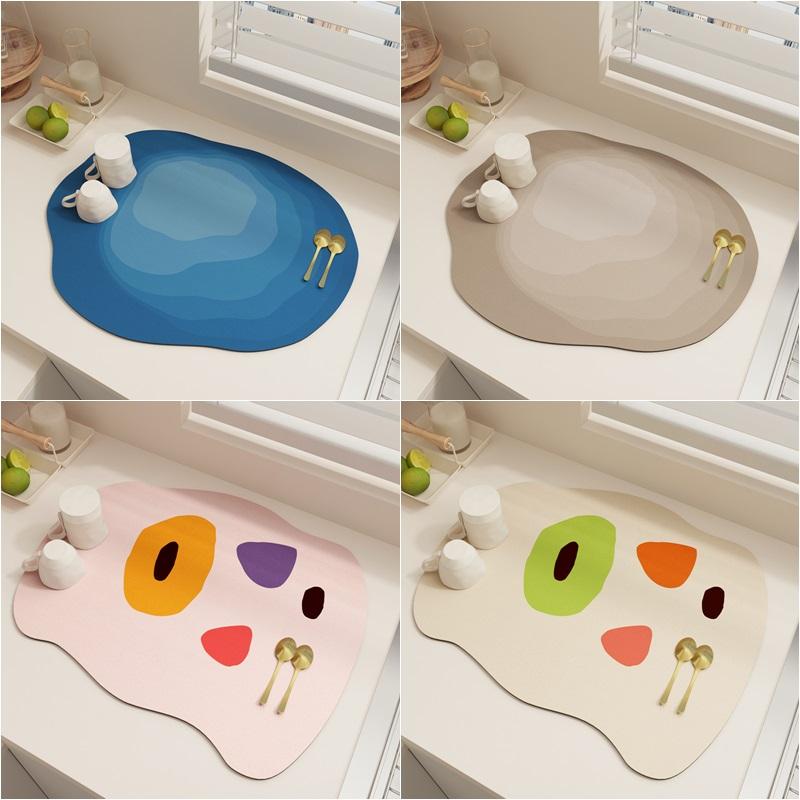 Quick Dry Kitchen Sink Drain Pad Super Absorbent Bathroom Drainer Mats Home Tableware Cups Dish Drying Mat Dinnerware Placemat