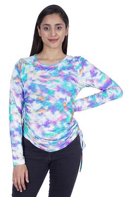 Женская футболка Moomaya с принтом и длинными рукавами, повседневная туника на шнуровке