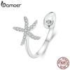 BAMOER 925 Sterling Silver Simple Starfish Adjustable Ring, Lucky Statement Ring for Women Promise Ring Fashion Jewelry