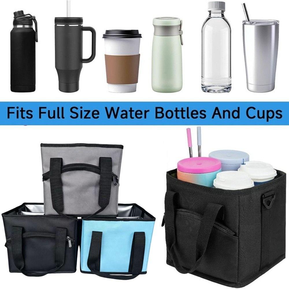 No-Spill Vehicle Drink Storage Bag 4 Compartment Car Cup Storage Pouch Daily Driving