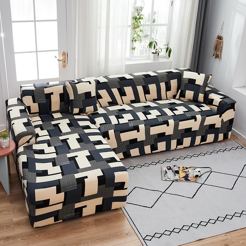 Геометрический принт Чехол на диван Чехол на диван Sofa Coverastic Чехлы для защиты от животных Шезлонг Защита L-образный Пылезащитный Машинная стирка 1 шт.