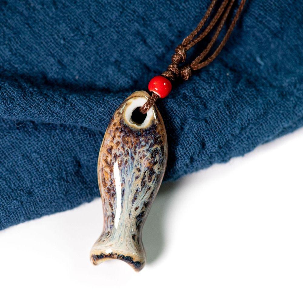 Smooth Ceramic Fish Pendant Delicate Boho Ethnic Necklace Gifts Porcelain Necklace  Friend