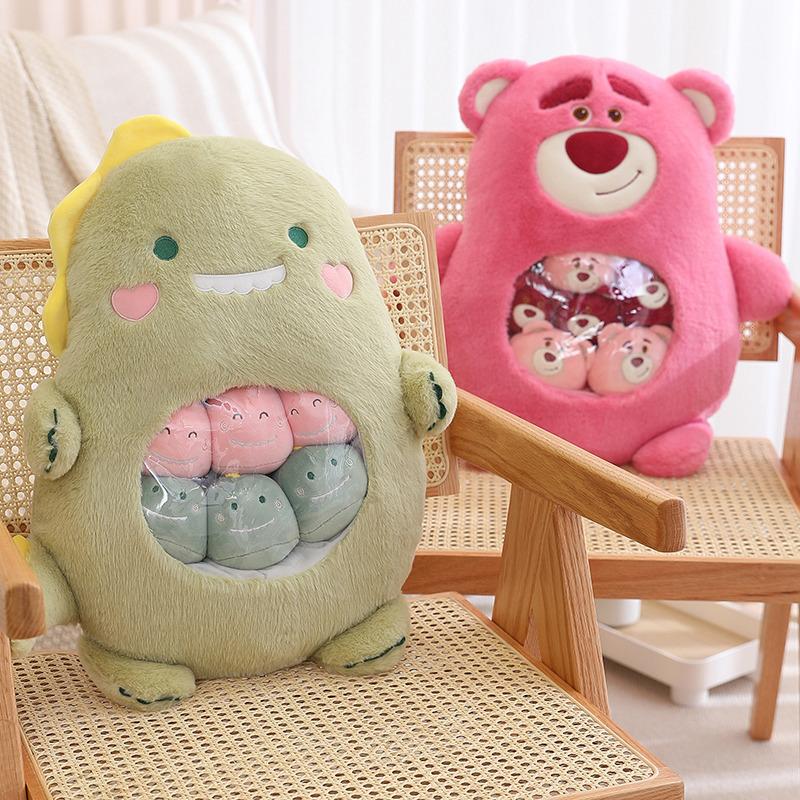 Big Bag Strawberry Bear Koala Snack Throw Pillow Mother Pocket Small Doll Plush Toy Cloth Doll Children'S Doll