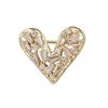 Women Brooch Hollow Out Heart Shape Rhinestone Anti-slip Wear-resistant Coat Collar Hat Scarf Decoration Clothes Pin Garment Jewelry