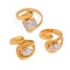 Stainless Steel Water Drop Shaped Large Zircon Rings 18K Gold Plated Opening Ring Women Waterproof Statement Jewelry