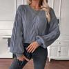 Women's Knitted Sweater Autumn and Winter Loose Pullover Retro Thick Needle Solid Color Twist Sweater for Women