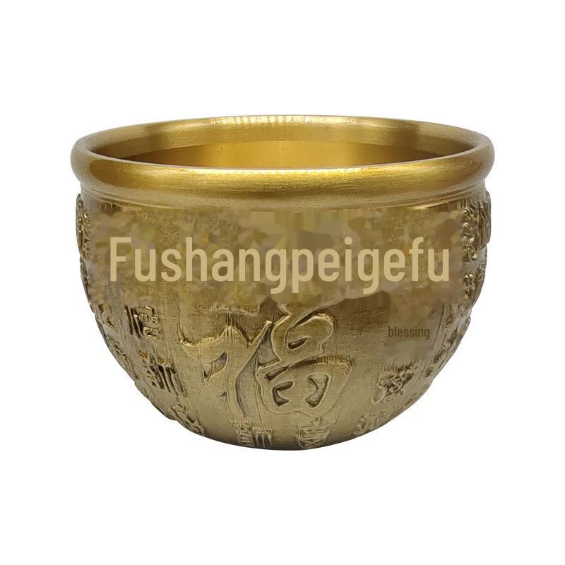 Brass Baifu Cylinder with Fu Character – Elegant Home and Office Décor Craft