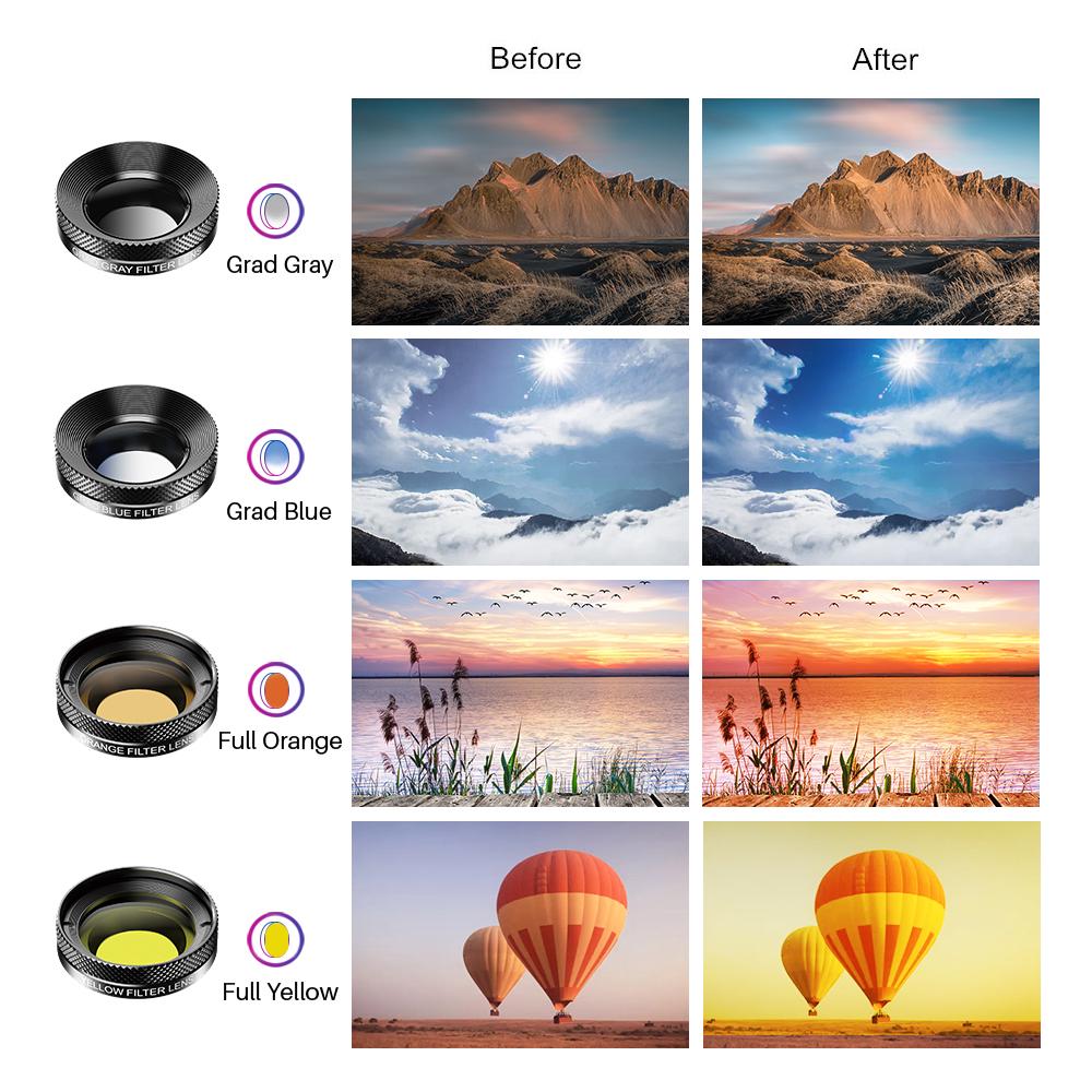 APEXEL APL-DG11 Universal Professional HD Phone Camera Lens Kit 11in1 Micro Lens 140degrees Wide Angle