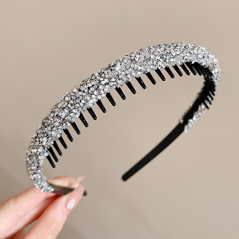 Элегантная бархатная зубчатая нескользящая повязка для волос и резинка для волос со стразами для женщин