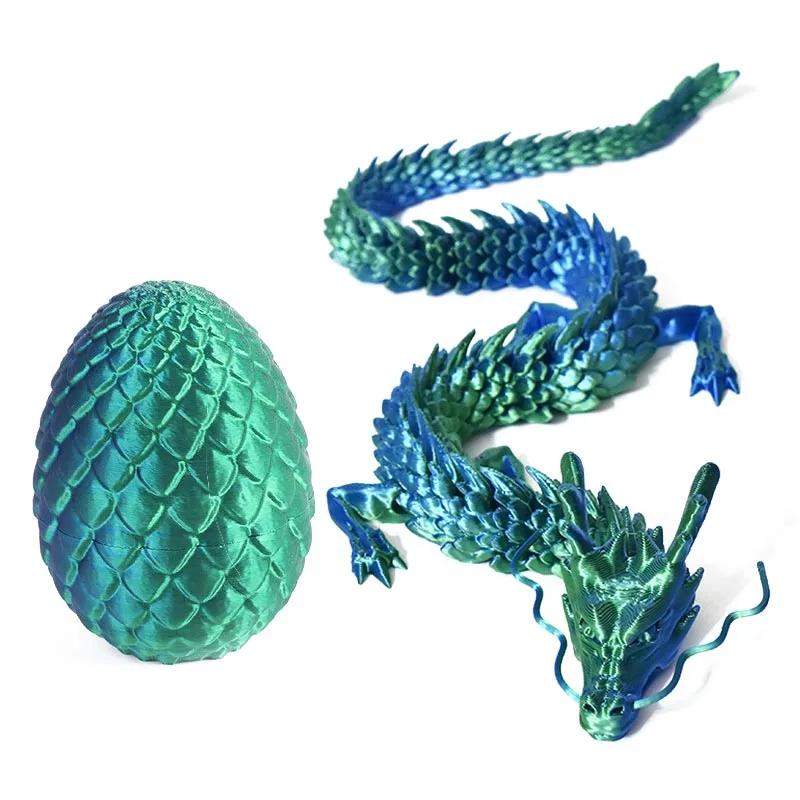 1/2Pcs 3D Printed Dragon With Egg Articulated Dragon Full Body Joints Can Move Rotatable Articulated Desktop Creative Kids Toys