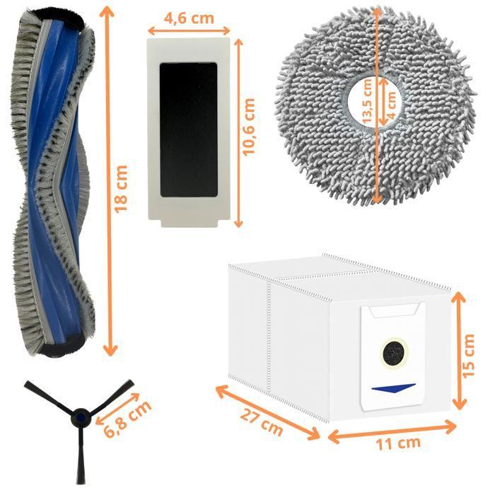 Accessory Pack for Ecovacs Deebot T30 Omni/T30 Pro Omni - Filter/Bag/Mop/Side Brush/Phonillico® Extractor Roller