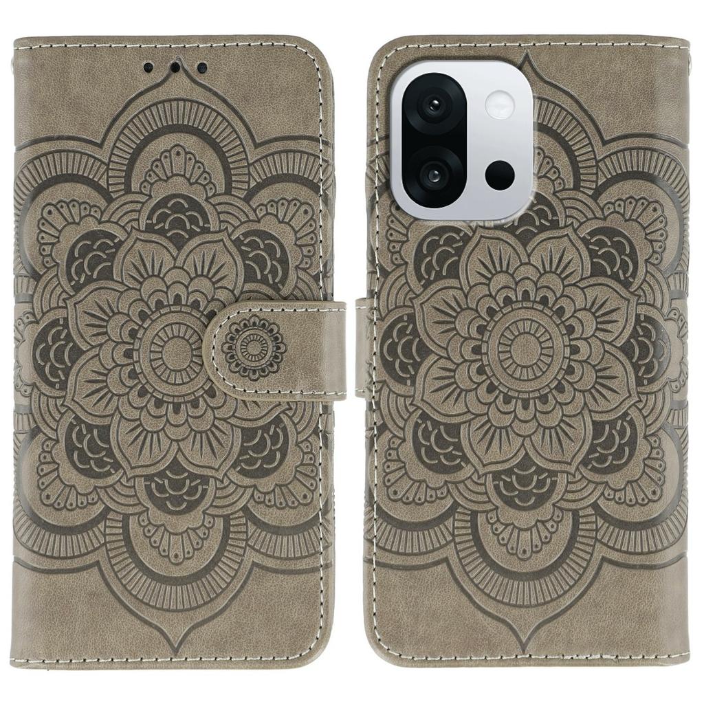 For OnePlus 13T 5G Case PU Leather Mandala Imprinted Design Wallet Phone Cover with Wrist Strap