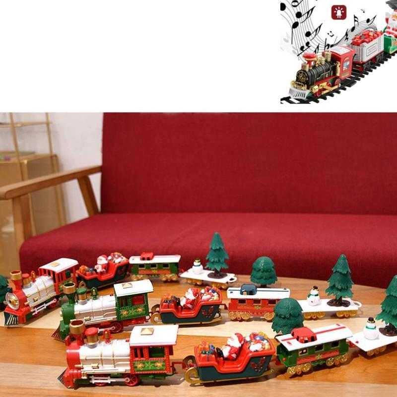 Красочный электрический набор игрушечной железной дороги со светом, музыкой и праздничным настроением для детей