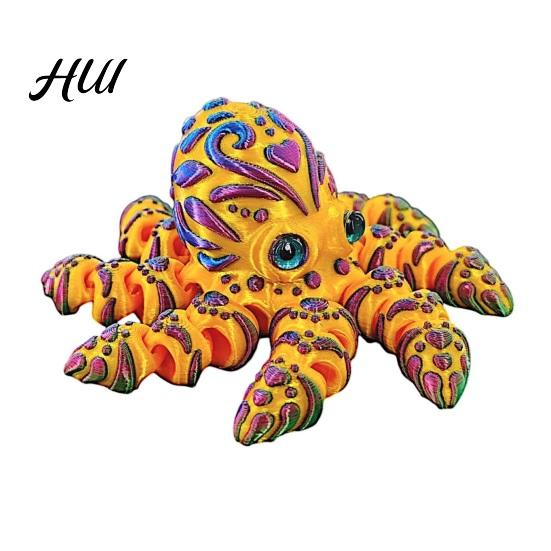 3D Printed Ocean Animal Toy Articulated Octopus Figurine, Movable Joints Fidget Toy, PLA Figure Flexible for Home Office Desk Decoration Figurine
