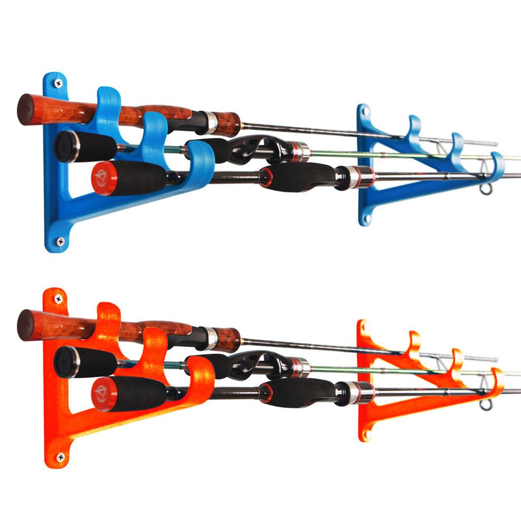 Горизонтальный держатель для удочек, настенная подставка для удочек, 3-позиционная стойка для хранения удочек для стены гаража