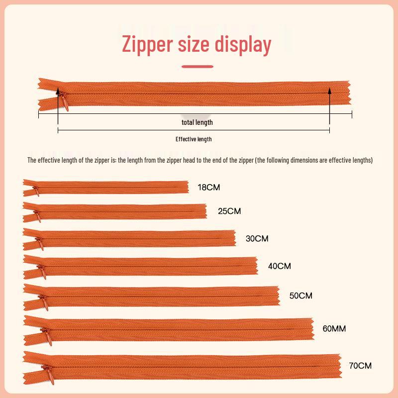 Цветная потайная молния для юбок, брюк и рубашек (18-70СМ)