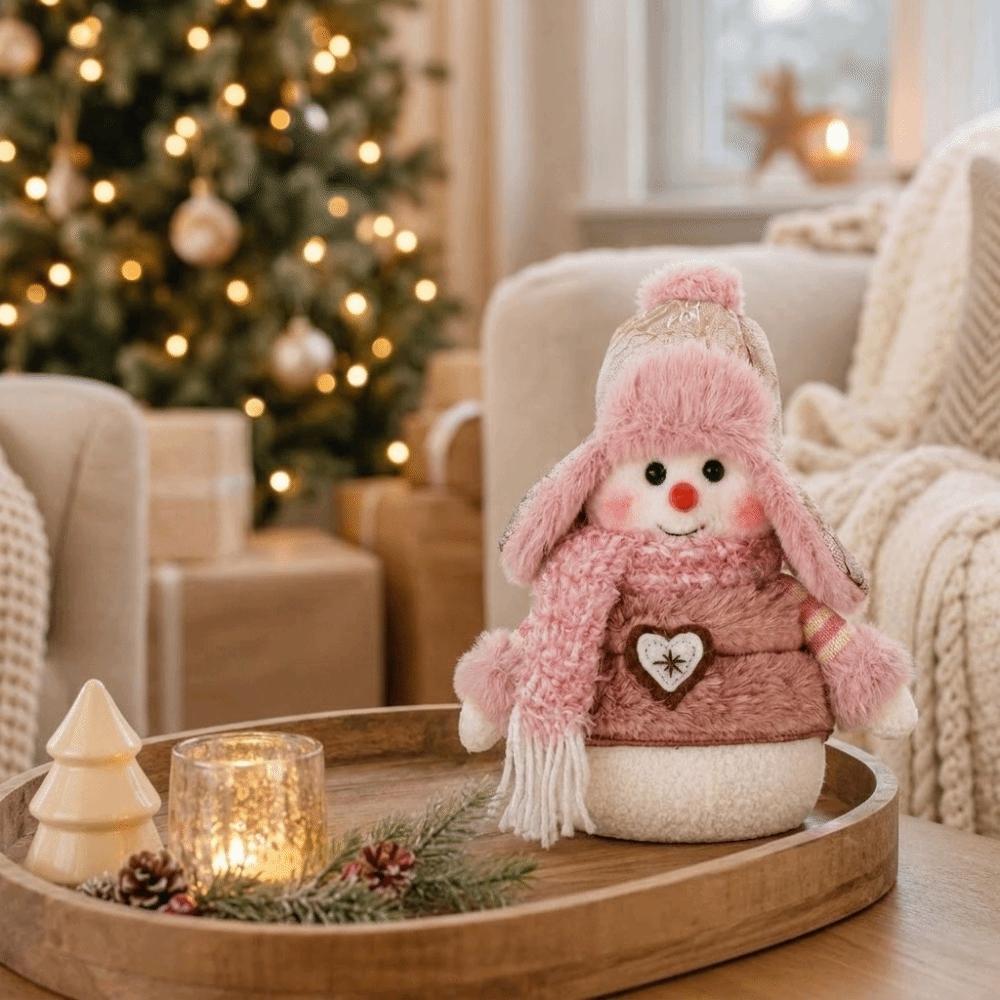 Plush Wearing Hat Snowman Ornament Soft Christmas Snowman Figurine Christmas Festive
