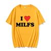 Модные Унисекс Футболки с Принтом I Love MILFS I Heart Hot Moms Мужские Женские Оверсайз Повседневная Футболка Харадзюку Футболка Стритвир