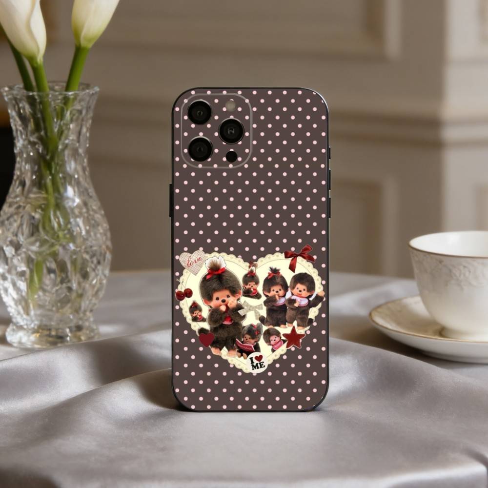 C-Cute M-Monchhichis-S Чехол для телефона для iPhone 17pro,16,15,14,13,12,11 Plus,Pro Max,XS,Мягкий силиконовый черный чехол