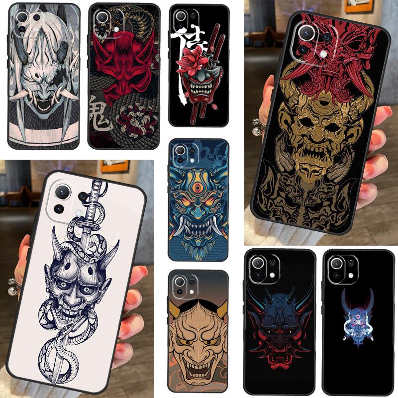 Samurai Oni Mask For Xiaomi 11T 12T 13 Pro 12 11 Lite Phone Case For POCO F5 X5 Pro F4 X4 GT F3 M5 X3 Pro