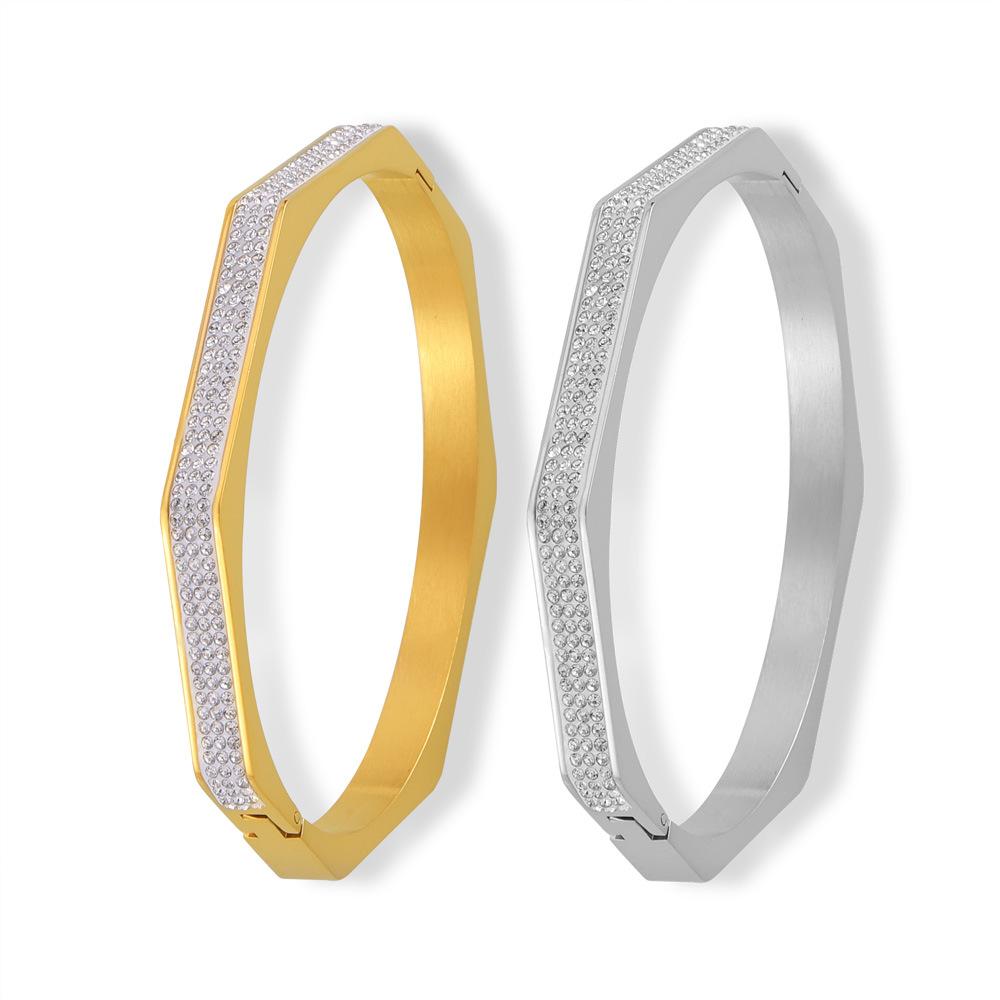 Новый интернет-знаменитость, восьмигранный браслет с полным цирконием, титановая сталь, позолоченные высококачественные цыганские украшения