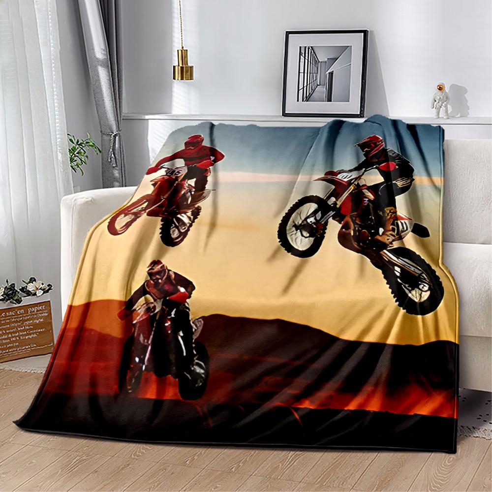 Motocross Adventure Sport Flannel Blanket - Soft and Suitable for Sofas, Beds, Offices, Travel, All Seasons, and The Best Gift for The Holidays.