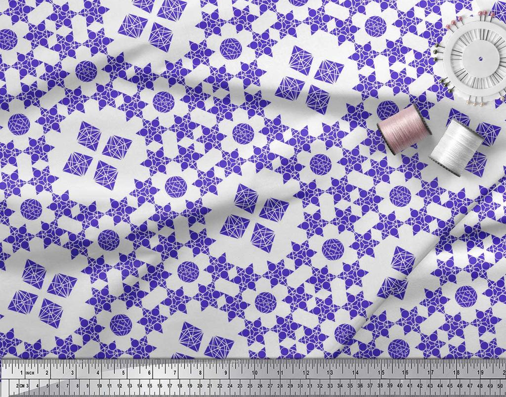 Soimoi Черная японская креп-сатиновая ткань с геометрическим звездным геометрическим принтом, ткань по метрам 42 дюйма