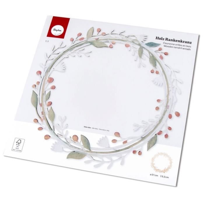 Couronne fleurie - Nature - Ø 31 cm - Bois - Décoration intérieure - Mixte