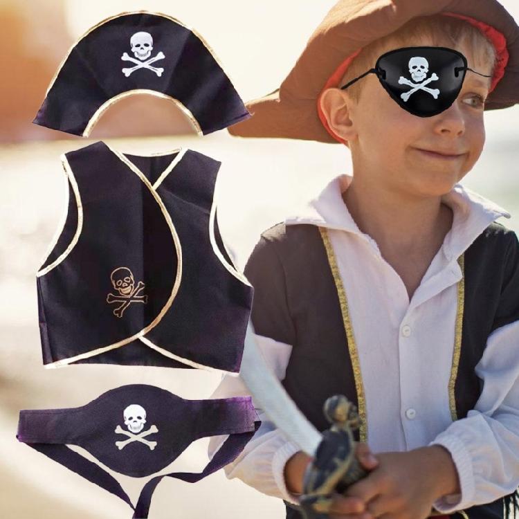 Pirate Costume Set Pirate Eye Patches Skull Pattern Pirate Hat Halloween Pirate Cosplay Accessories