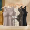 Women's Anti-Static Long Warm Vest: Built-in Bra Pads, Acrylic, Soft One-Piece Inner & Outerwear for Autumn/Winter