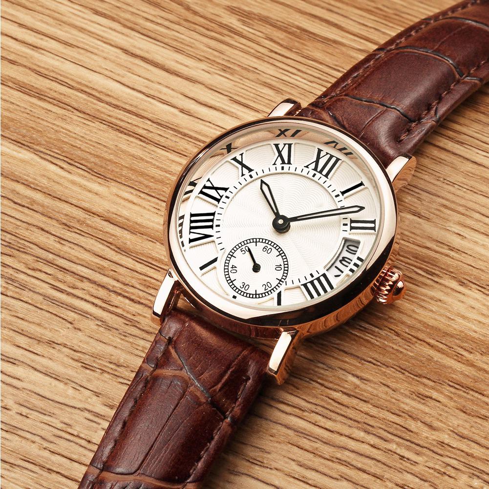 Sanda Lady Analog Round Quartz Leather Remezzo Date Watch Classic Wristwatch