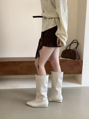 2025 новые европейские и американские квадратный носок широкая голень брюки-трубы сапоги сапоги рыцаря высокие сапоги внутренняя высота увеличение длинные сапоги