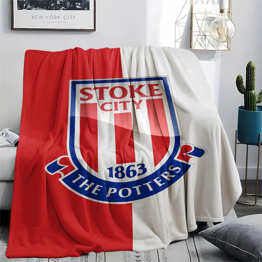 1PC Stoke City FC Print Flannel Blanket, High quality Comfortable for All Seasons, Home Decor, Warmth and Comfort, Perfect for Christmas Gifts182