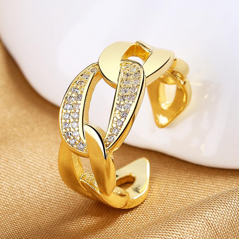 925 Sterling Silver HipHop Ring Open Adjustable Silver/Gold For Women Exquisite Student Girlfriend Jewelry Wedding Party GiftG
