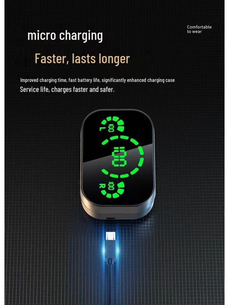 YD03 HD Mirror Digital Display Bluetooth Headset with Large Battery and Deep Bass