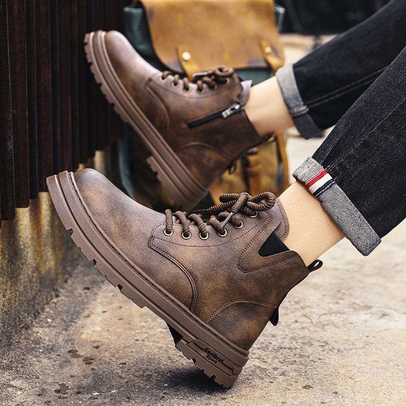 Ankle Boots Men's Denim Boots Rubber Sole Men Work Shoe Brown Motorcycle Shoes Platform Designer Shoes 2025 Classic Short Boots