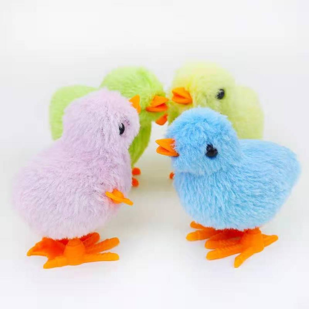 1PC Random Chick Wind Up Toys Cute Plush Simulation Educational Walking Chicken Chain Winding Animals Toy Gift for Kids Pet Cat