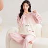 Spring Woman Pajamas Set Cute Pink Long Sleeves Girl Panda Nightwear Lady Homesuit Sleepwear Pullover Loungewear